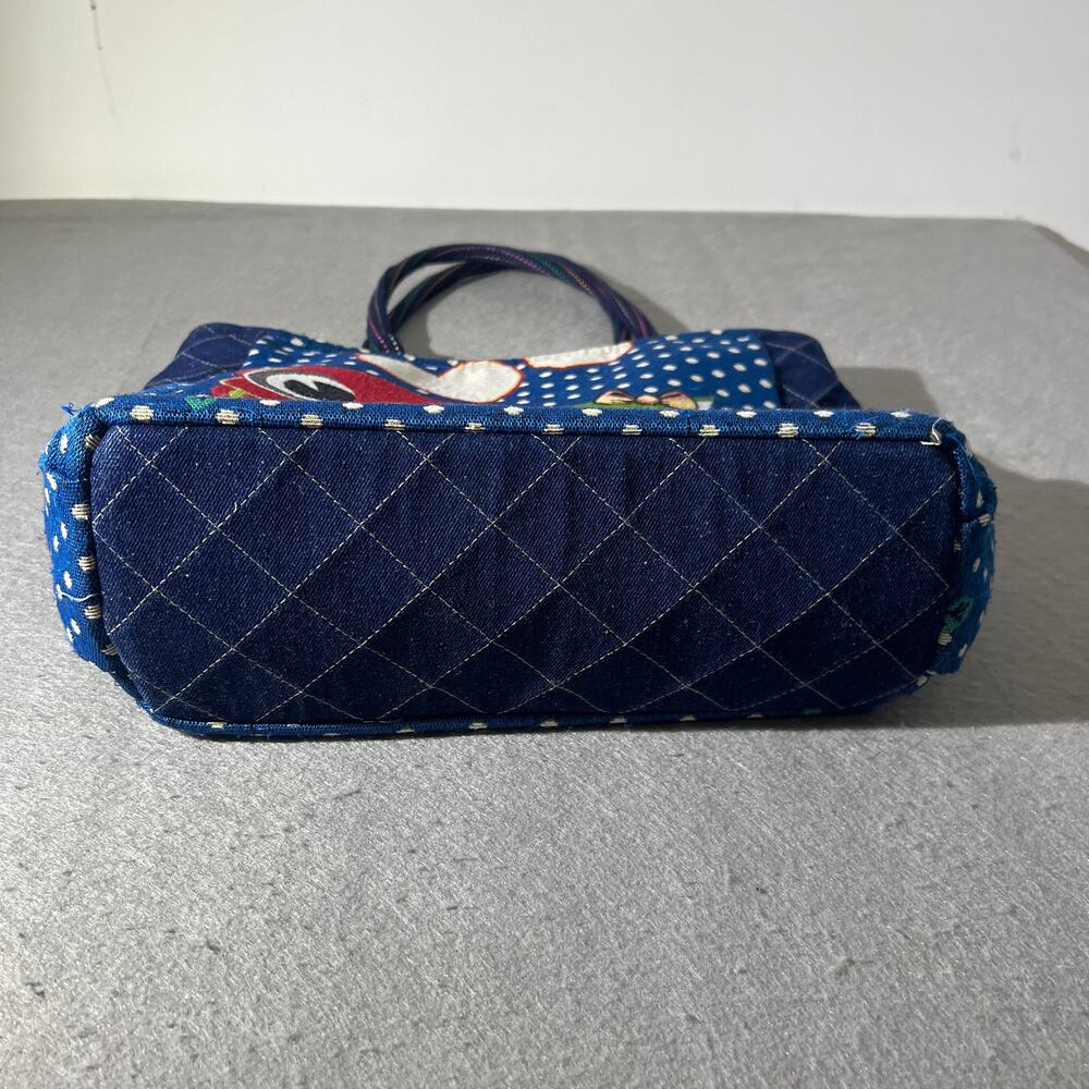 Korean Style Owl Tote Bag Blue Quilted Polka Dot Handbag - Picture 3 of 16
